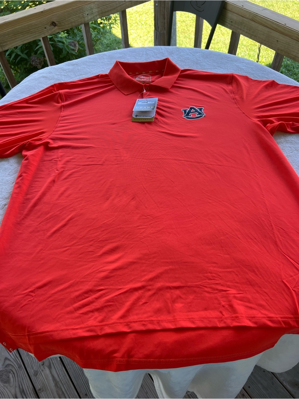 Drake Red Polo with Auburn AU Chest Emblem